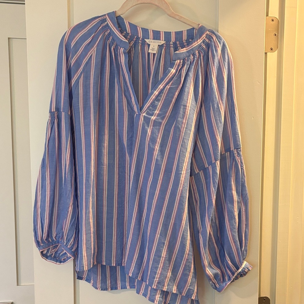 Striped Blue and Pink Women's flowy, lightweight Top